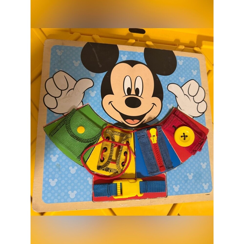 Melissa & Doug Disney Mickey Mouse Wooden Basic Skills Dressing Board Puzzle
